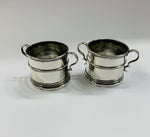 Pair of Sterling silver and cobalt blue glass salt pots