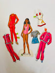 Vintage Mattel Cara and Curtis 1975 cut out doll with Outfits and Hats