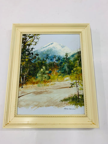 Robina Templeton oil painting Haast ro with Mt Brewster