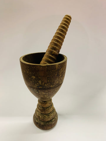 Large wooden mortar and pestle