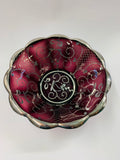 Venetian purple glass and silver overlay bowl
