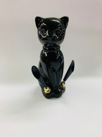 Ceramic black cat kitsch pen holder