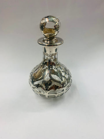 Silver inlay antique perfume bottle