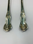 Pair of extra large Walker and Hall Kings pattern silver plated serving spoons