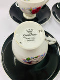 Queen Anne roses set of 4 Demitasse cups and saucers