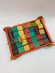 Vintage wooden toy trolley with wooden blocks
