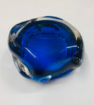 Heavy hand blown Midcentury blue glass bowl