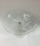 Vintage etched glass frosted base compote