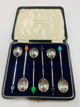 Set 6 silver plated retro coffee bean spoons