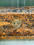 Antique oriental carved camphor wood box