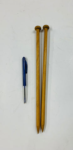 Pair of large wooden vintage knitting needles
