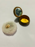 Victorian small brass and enamel powder compact