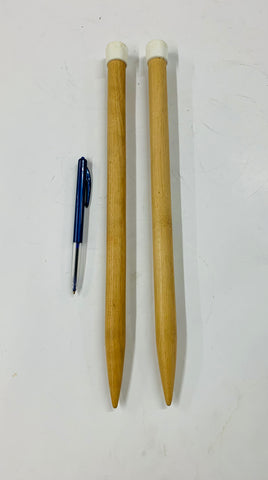 Pair of large vintage wooden knitting needles