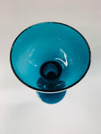 Tall retro Midcentury blue glass vase