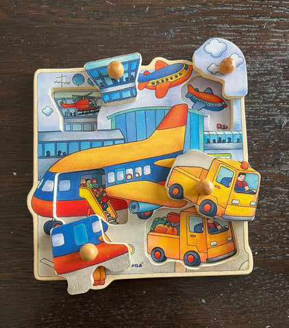 Vintage Wooden Airport Puzzle