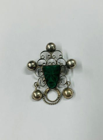 Mexican Sterling Silver Aztec Brooch
