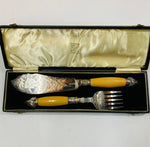 Ornate silver plated cake serving set