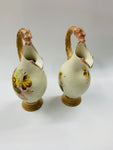 Pair of Victorian hand painted jugs with animal head handles