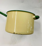 Large cream and green enamel pot