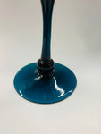 Tall retro Midcentury blue glass vase