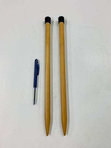 Pair of large wooden vintage knitting needles