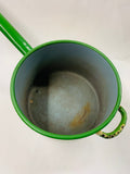 Large cream and green enamel pot
