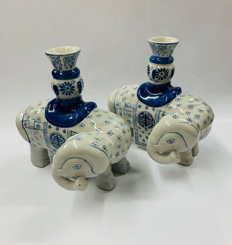 Pair of ceramic elephant vases