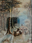 D Wallbank Original Painting of Sheep Being Herded in Trees