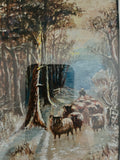 D Wallbank Original Painting of Sheep Being Herded in Trees