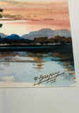 Small watercolour of a lake scene