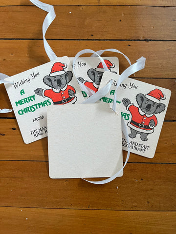 Bespoke Merry Christmas Beer Coaster Gift Tags Set of Four