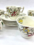 Booths “Chinese Tree” Set of Five Cups and Saucers