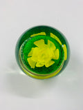 Vintage yellow flower glass paperweight