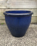 Round Tapered Blue Glazed Pot (Pick Up In Store Only)