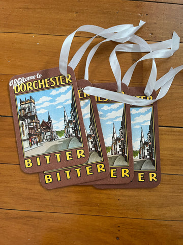 Bespoke Dorchester Bitter Coaster Gift Tag Set of Four