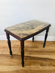 Retro Coffee Table with Glass Top and Marble Look