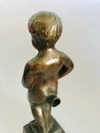 Vintage Bruxelles Solid Brass Belgium Peeing Boy