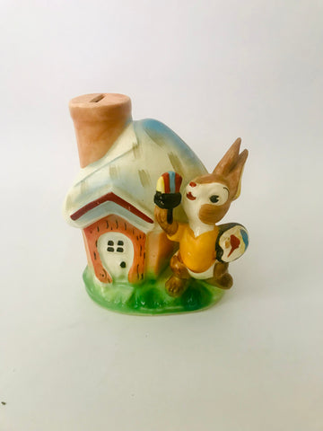 Vintage Money Box with Bunny Artist