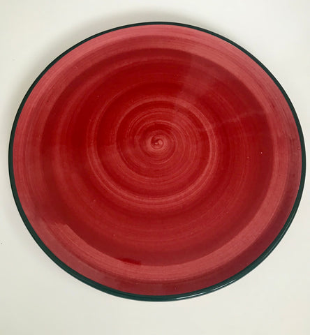 Temuka Pottery Round Red and Green Plate