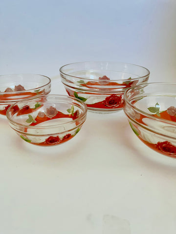 Glass Rose Set of Mixing Bowls