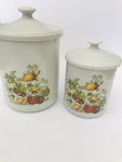 Set of Two 1980s Ceramic Canisters with Vegetables Design