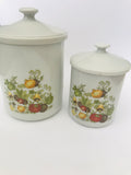 Set of Two 1980s Ceramic Canisters with Vegetables Design