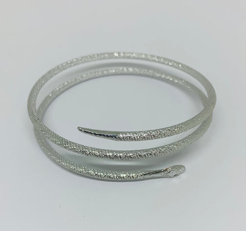Silver tone metal snake bangle
