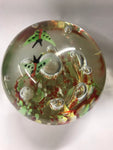 Clear Paper Weight with Green Butterflies