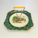 Staffordshire Handles Cake Plate with “Canbecca Groom” Pattern