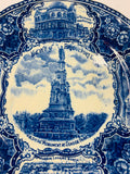 Antique Blue and White Plate Views of Bridgeport Conn. soldiers Monument at Seaside Park