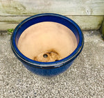Round Tapered Blue Glazed Pot (Pick Up In Store Only)