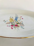 White Oval Platter with Spring Flowers