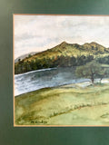 M.L.Bradley Original Watercolour Of a Winding River and Pine Trees