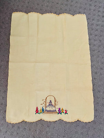 Yellow Hand Embroidered Tray Cover